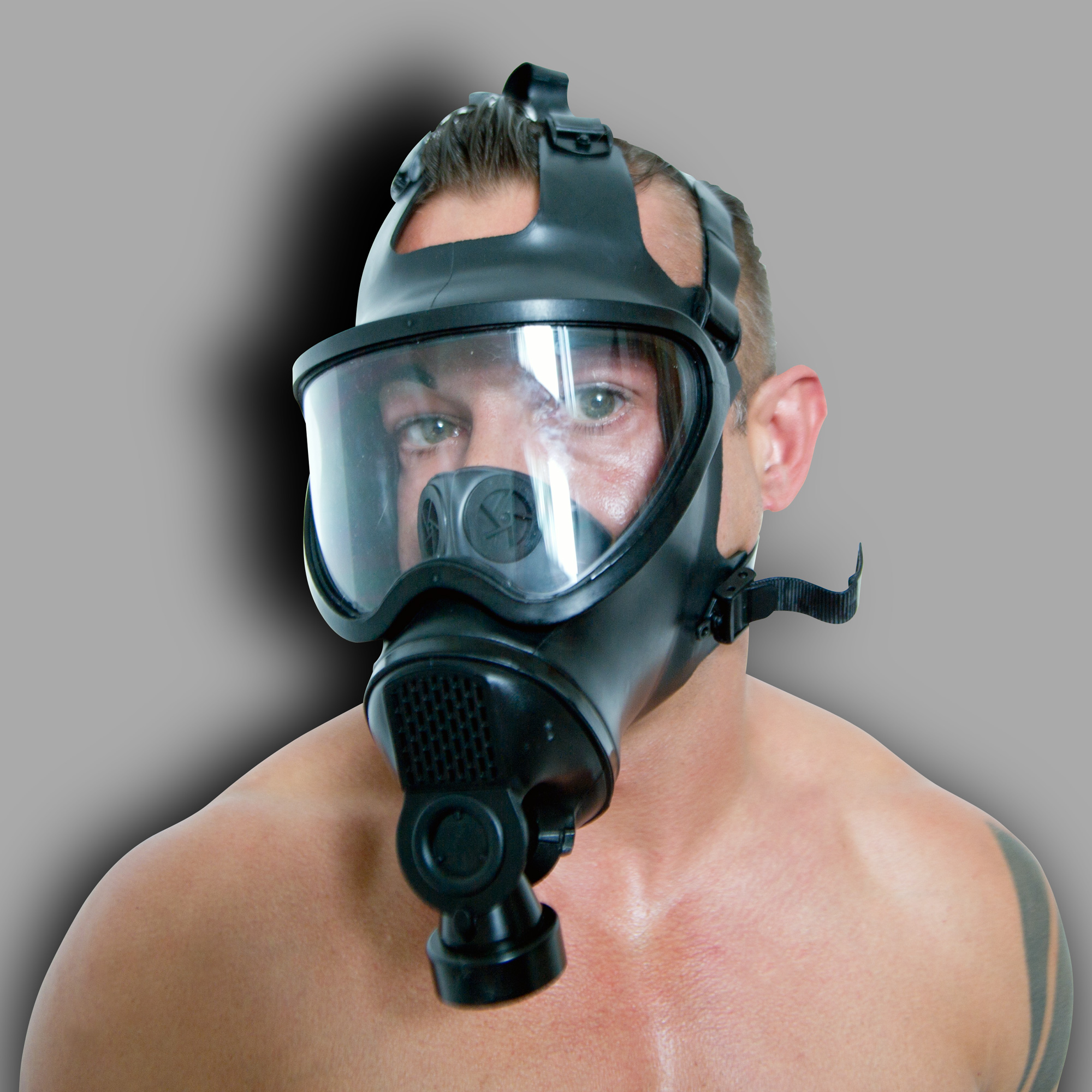 Deep inhale gas mask fetish women